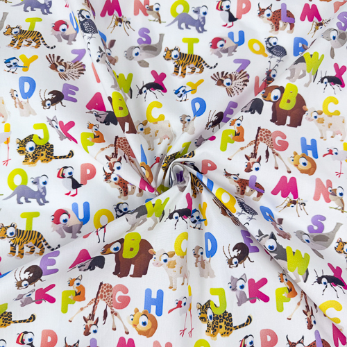 PAMUČNO PLATNO DIGITAL PRINT 140 CM 18203-ANIMALS-ALPHABET